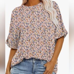 Womens Floral Oversized Tee